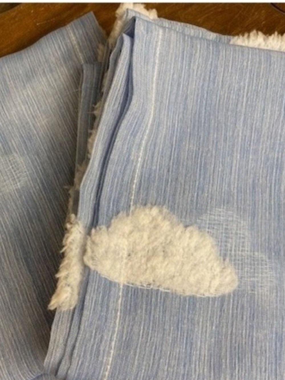 Your Zone Cloud Blue White Tufted Curtain Panels 38x84 Set of 2 Polyester Slub
